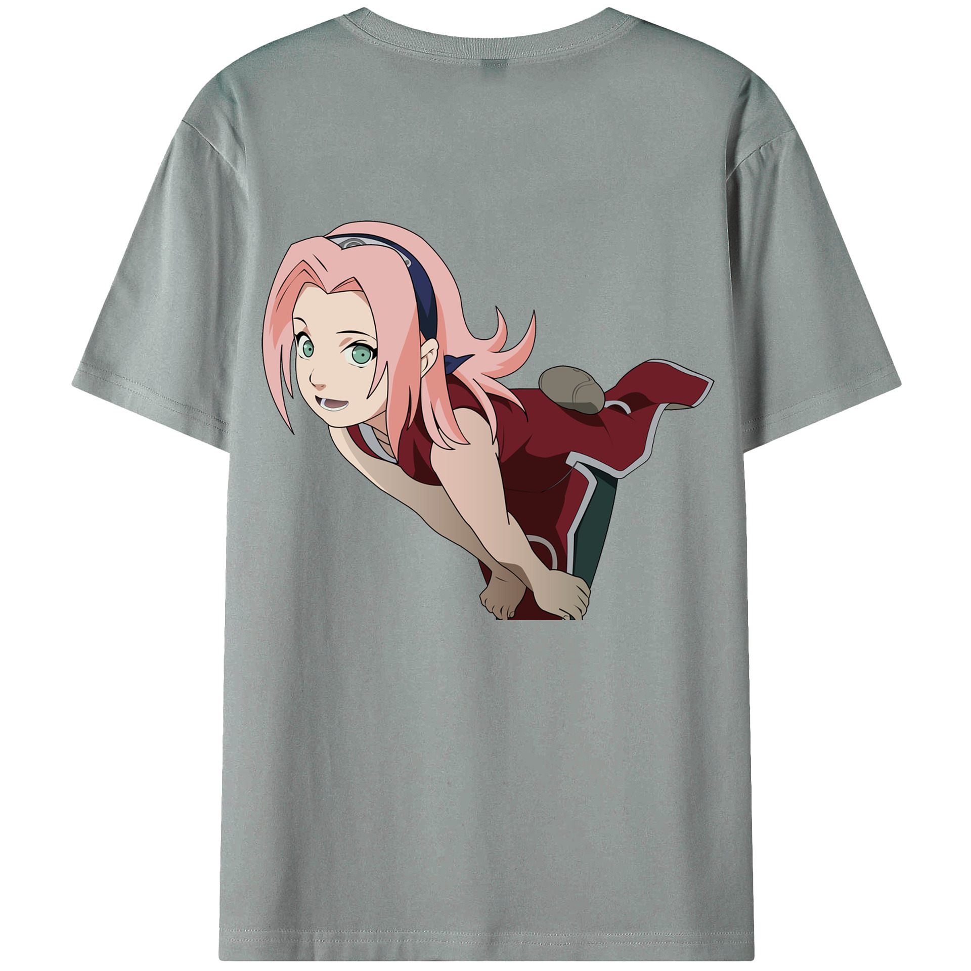 （画像用） NARUTO -ナルト- 春野サクラ Haruno Sakura 綿100％ メンズ半袖Tシャツ（バックプリント） 通気性